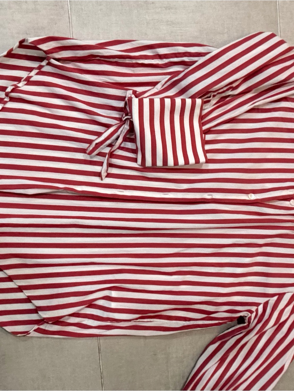 H&M Red and White Striped Button-Down Shirt